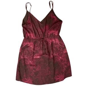 Babaton Burgundy Red Abstract Sleeveless Drawstring Mini Tank Dress size L